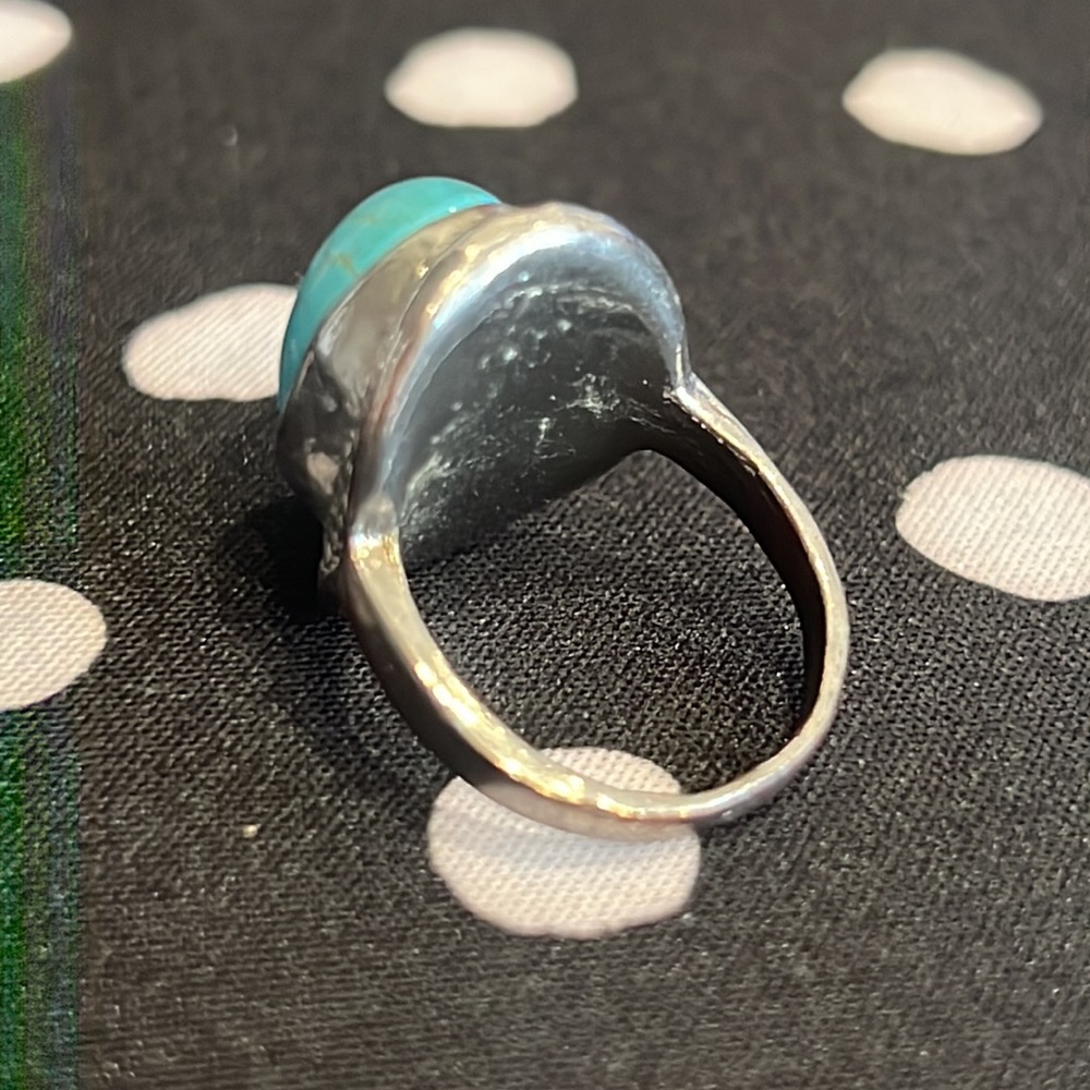 Statement Ring! Silver And Turquoise Colored Ston… - image 3